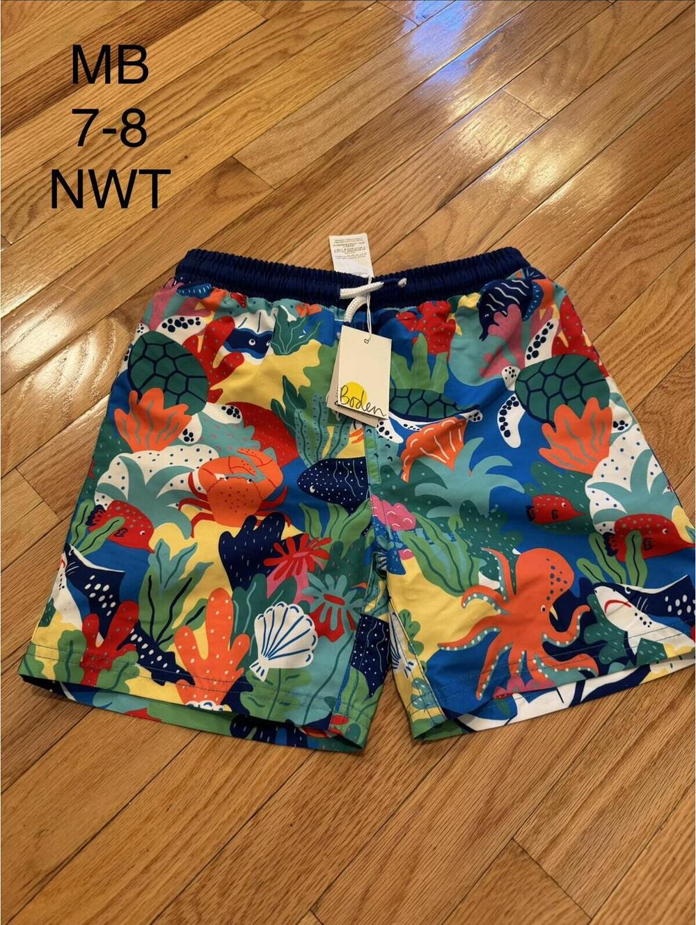 Boden Boys' Swim Trunks Size 7-8 NWT